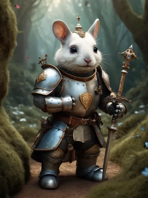 award winning photograph of a cute knight with chivalrous honor in wonderland, magical, whimsical, fantasy art concept, steampunk, intricate details, best quality, masterpiece, ultra sharp, hyper realistic, realism, <lora:Cute Animals:1> cute animals,