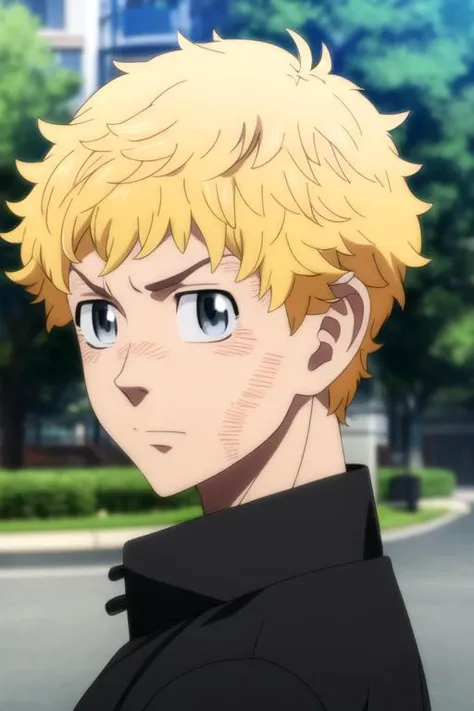 photorealistic, (4k), depth of field, (Masterpiece), (realistic skin texture), extremely detailed, intricate, hyper detailed, high resolution, professional photography, bokeh, depth of field, sharp detail, best quality, , 1boy, solo, male focus, <lora:takemichi_hanagaki:0.96>, takemichi_hanagaki, blonde hair, grey eyes, short hair, messy hair, gakuran, jacket