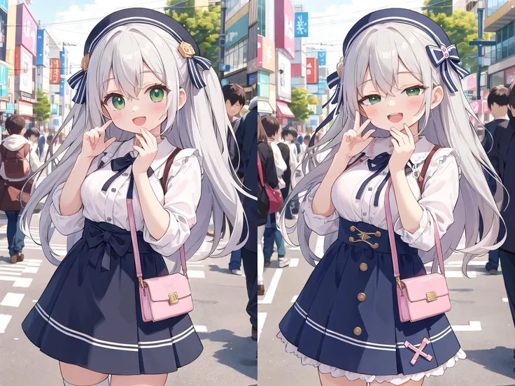 <lora:hosome_v200:1.25>
insanely detailed, absurdres, ultra-highres, ultra-detailed, best quality,
1girl, solo, ************,  nice hands, perfect hands,
BREAK,
(wearing harajuku-style coordinate),
happy smile, laugh, open mouth,
cute pose, cowboy shot,
BREAK,
slender, kawaii, perfect symmetrical face, ultra cute girl, ultra cute face, ultra detailed eyes, ultra detailed hair, ultra cute, ultra beautiful,
by Canon EOS, SIGMA Art Lens 35mm F1.4, ISO 200 Shutter Speed 2000,
in harajuku, shibuya, tokyo, street, crowd, cityscape,
medium breasts, ,
BREAK,
(grey hair, green eyes), hair between eyes