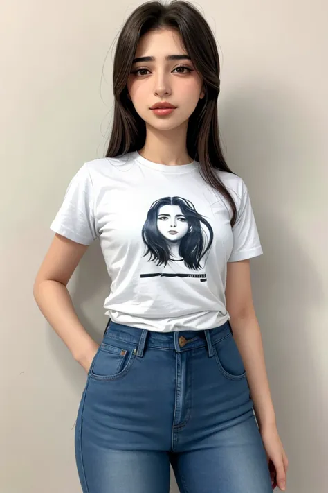 (medium shot:1.4), <lora:sd15_locon_MahiyeSelin_16_v1.0:.9> MahiyeSelin wearing a t-shirt and jeans