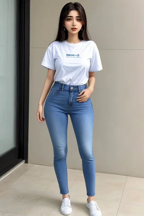 (full body shot:1.4), <lora:sd15_locon_MahiyeSelin_16_v1.0:.9> MahiyeSelin wearing a t-shirt and jeans