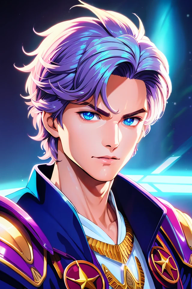 (80s anime style), A highly detailed upper body portrait of a solo androgynous:1.2 adult magical girl, flat chest, short hair, high fantasy, dungeons and dragons, town in flames background, anime, intricate, sharp focus, illustration, BREAK highly detailed, digital painting, clean artstyle, concept art, matte, highly detail eyes, highly detail mouth, highly detailed face, perfect eyes, both eyes are the same, true light, glare, Iridescent, Global illumination, real hair movement, <lora:Oriental_Mage:1>