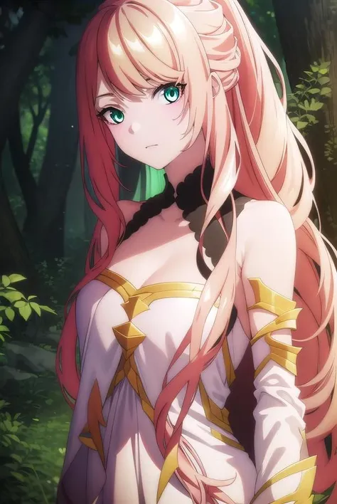 lexiavonarselia, <lora:lexiavonarselia-lora-nochekaiser:1>,
lexia von arselia, long hair, blonde hair, (green eyes:1.5), ponytail, pink hair,
BREAK dress, bare shoulders, detached sleeves, white dress,
BREAK looking at viewer, full body,
BREAK outdoors, forest, nature,
BREAK <lyco:GoodHands-beta2:1>, (masterpiece:1.2), best quality, high resolution, unity 8k wallpaper, (illustration:0.8), (beautiful detailed eyes:1.6), extremely detailed face, perfect lighting, extremely detailed CG, (perfect hands, perfect anatomy),