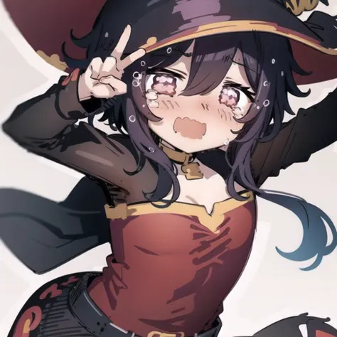 <lora:sesieldBweeehArtist_bweeehv1:1> chibi, sketch,1 girl,sobbing,sad, crying,open mouth, Megumin_1000,witch hat,2d, white background