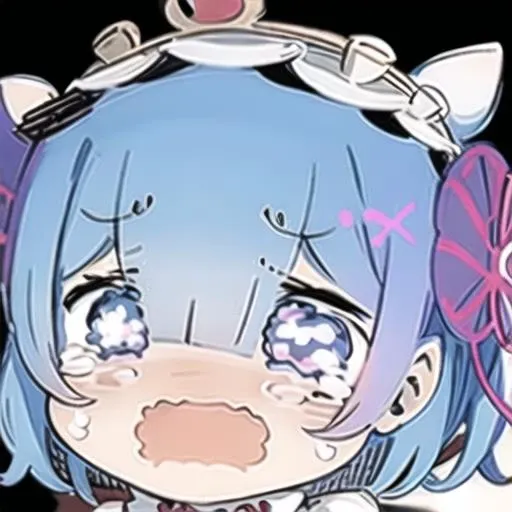 <lora:sesieldBweeehArtist_bweeehv1:1> chibi, sketch,1 girl,sobbing,sad, crying,open mouth,rem_rezero,2d, white background