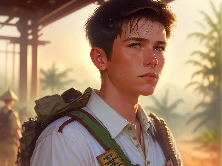James Gurney style portrait, 
Tweeter was a Boy Scout 'fore she went to Vietnam
And found out the hard way, nobody gives a damn
realistic, dramatic lighting