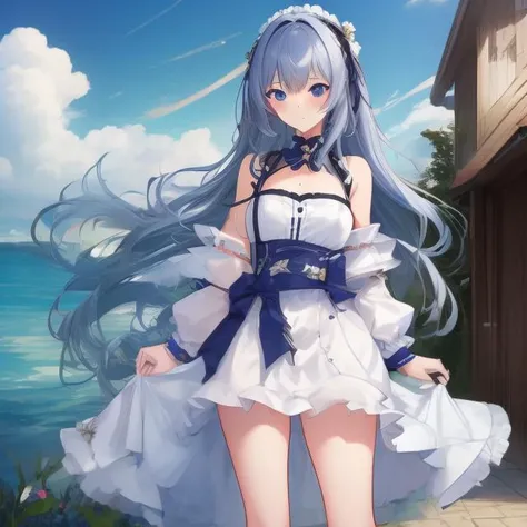 (masterpiece)、(highest quality)、((Super detailed))、(super delicate)、Idol in naughty night dress、Pastel colors hair、beautiful breasts、Thighs、Gorgeous、lake with mountain view、Fantastic starry sky