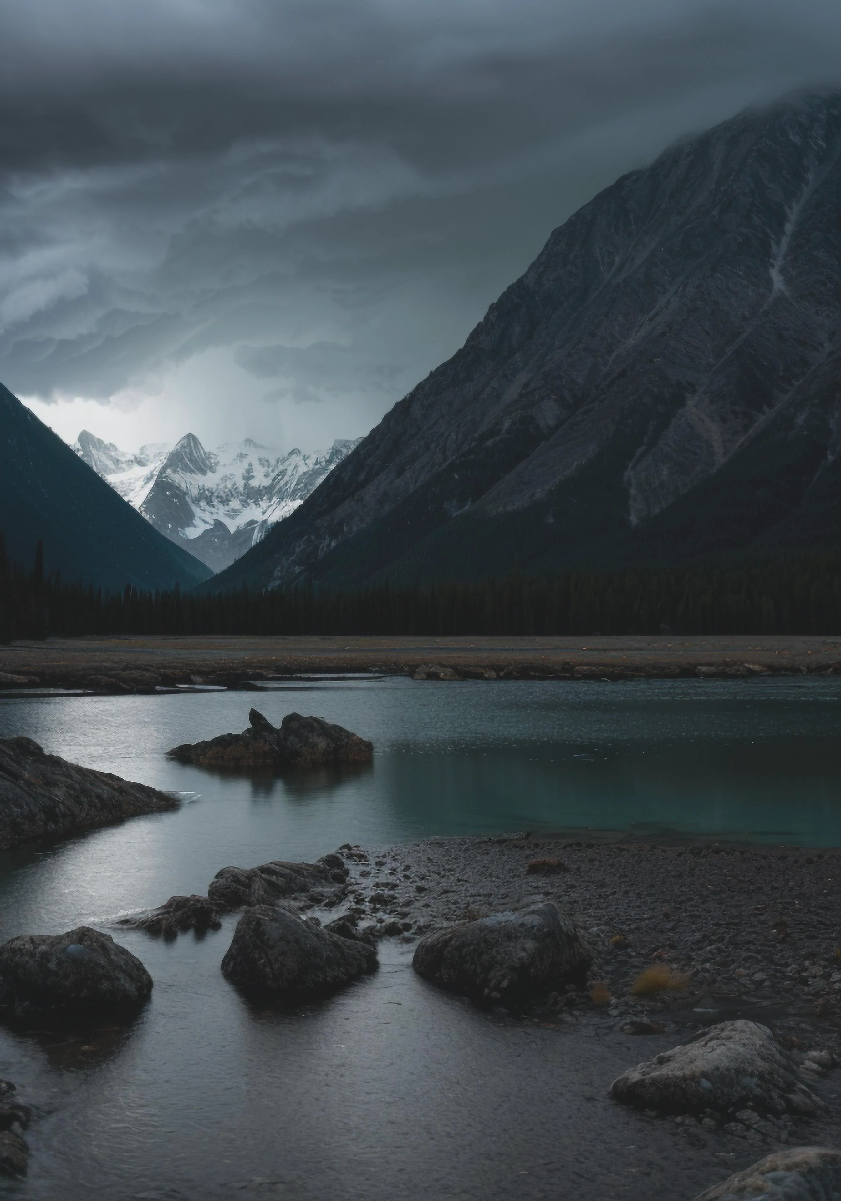 (Jasper mountains, fryatt valley), Full 4D, Storm, [[lightning]], rain, rain on lens Rain drops hitting water,  real water movement Sharp picture details, Shallow depth of field,  (Full depth of background), Intricate microscopic details.....Dark, Volumetric cinematic lighting<lora:epi_noiseoffset2:0.25>. <lora:RMSDXL_Darkness_Cinema:0.25>Cinematic NSFW Masterpiece, <lora:RMSDXL_Enhance:0.25>, Mirrorless Kodak Motion Picture Film Style <lora:Kodak Motion Picture Film:0.25>.