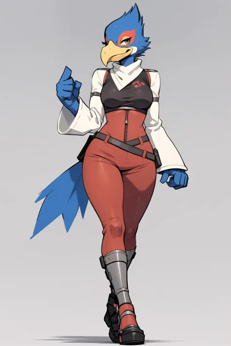 Falco, wearing Falclothes, winged-arms, full body, female, flirty pose