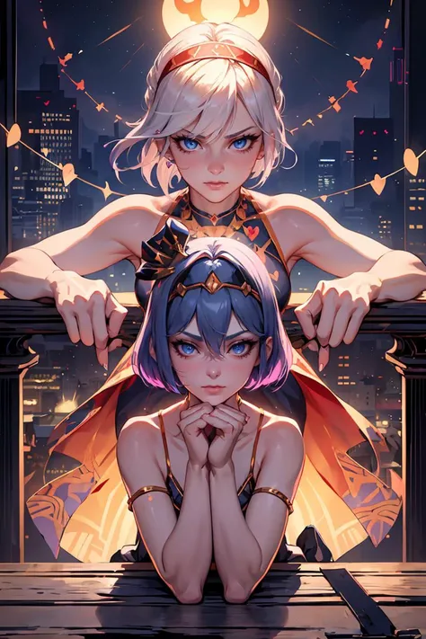 (masterpiece, best quality), 1girl, female midlife, builky, scandinavian, blue eyes,  long nose, wide chin, chiseled jaw,   heart face shape with pointed chin, defined knuckles,   , red
 blunt cut hair, excitement
 wearing zigzag    __bo/properties/color__    sequins
 kaftan, batik
 balconette bra,  sun visor, ,
, arms linked with someone, indicating companionship ,