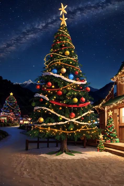 Pohutakawa Tree, Christmas lights, but at the beaches of new zealand