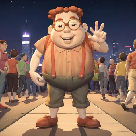 (masterpiece, high quality:1.2),
2d, boy, carlwheezer, fat, city, standing, smile,
 <lora:carlwheezer-sd1.5-v1:1>