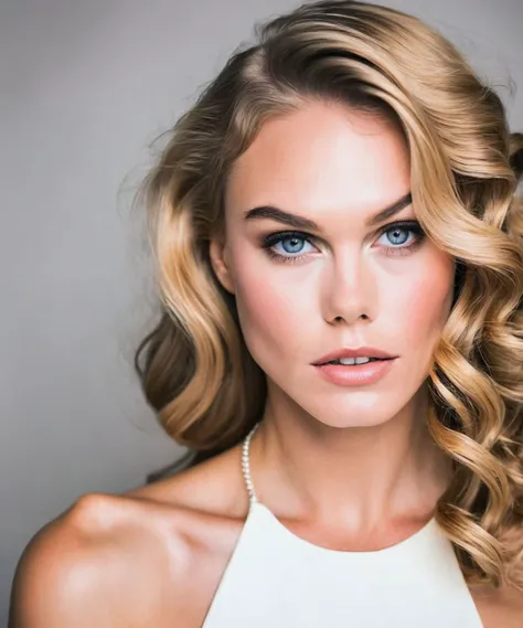 <lora:NancyAce_SDXL_v1.0:1>
((ohwx))
(headshot close-up:1.3)
Capture a serene and elegant close-up headshot of a dark blonde woman with a classic, wavy hairstyle, posing against a soft, pastel-colored background. The woman should be positioned at a slightly diagonal angle, with her head tilted slightly back and her eyes looking upwards, creating a sense of grace and sophistication. Use a Phase One XF IQ4 150MP camera with a 35mm lens, f/1.4 aperture, 1/200s shutter speed, and ISO 100. Pay close attention to the lighting, which should create a soft, natural glow, illuminating the woman's face and hair. The photograph should exhibit sharp focus, 150MP resolution, and high res quality, making it a masterpiece.
