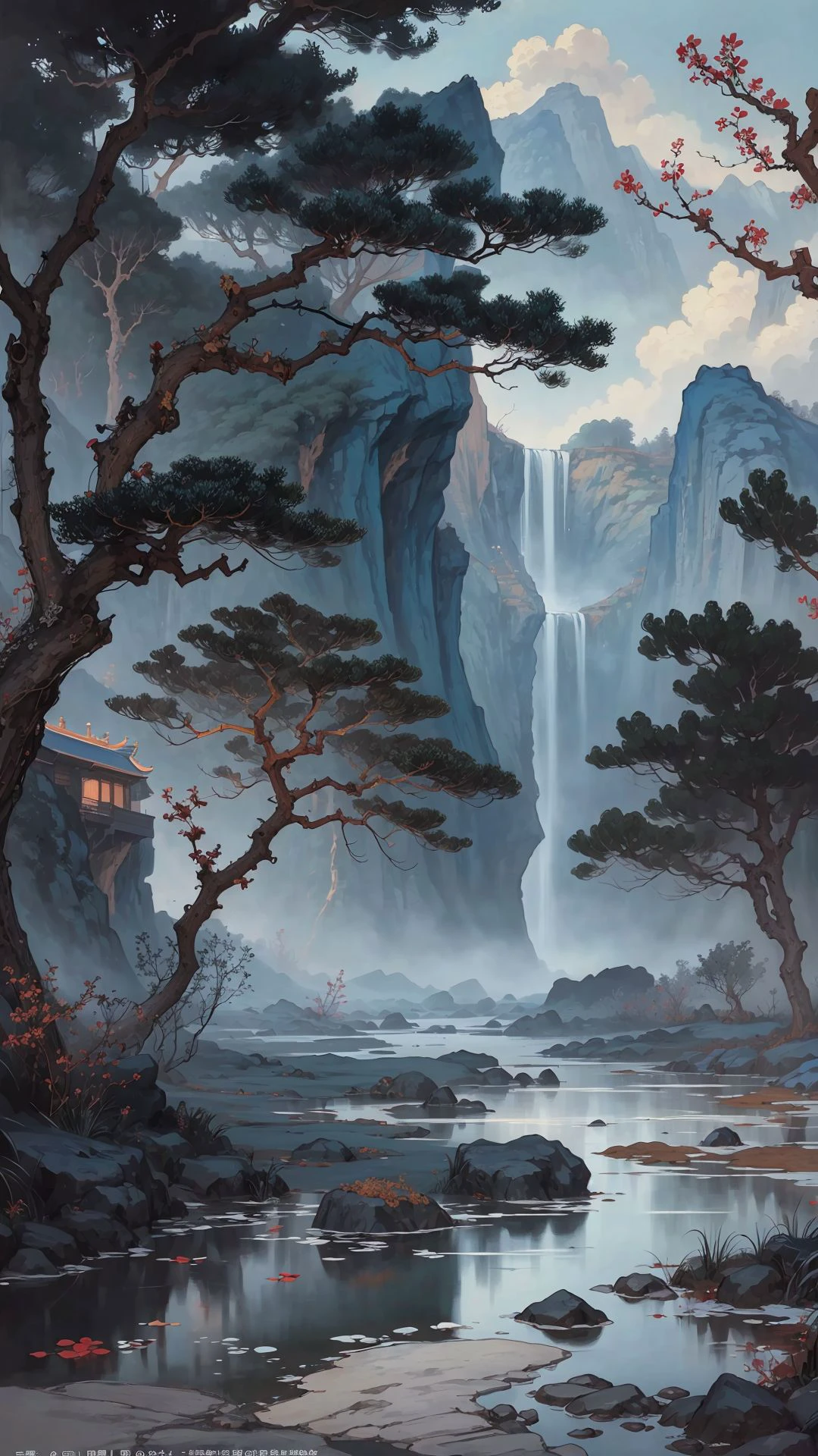 <lora:Zhang Daqian:0.8>,zhang daqian,no humans,scenery,traditional media,outdoors,nature,painting \(medium\),, (masterpiece, best quality, high quality, highres, ultra-detailed),