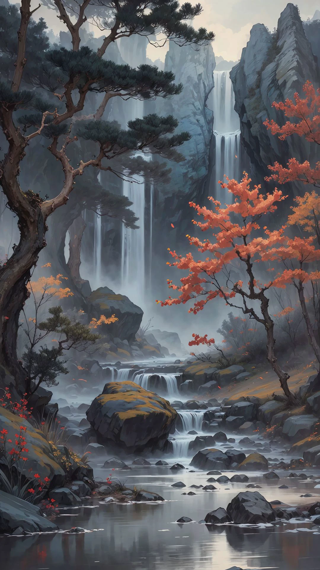 <lora:Zhang Daqian:0.8>,zhang daqian,no humans,scenery,traditional media,outdoors,nature,painting \(medium\),, (masterpiece, best quality, high quality, highres, ultra-detailed),