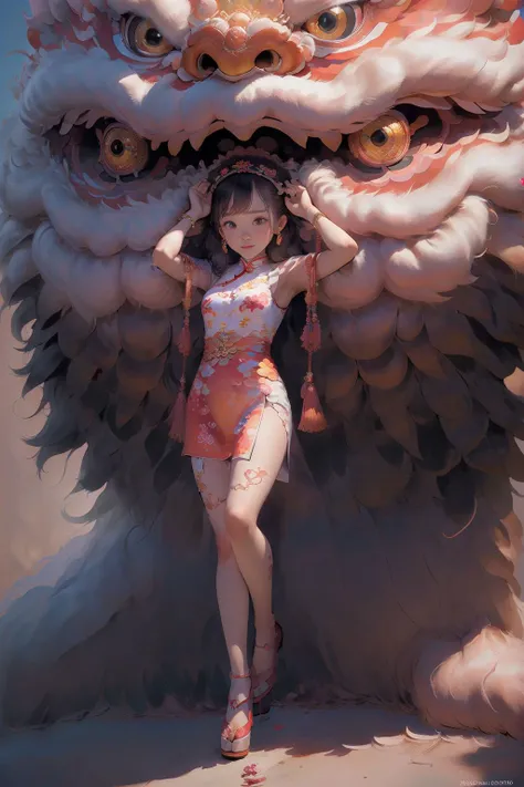 <lora:LionDanceV1:0.7>,lion_dance,full body,, (masterpiece, best quality, high quality, highres, ultra-detailed),