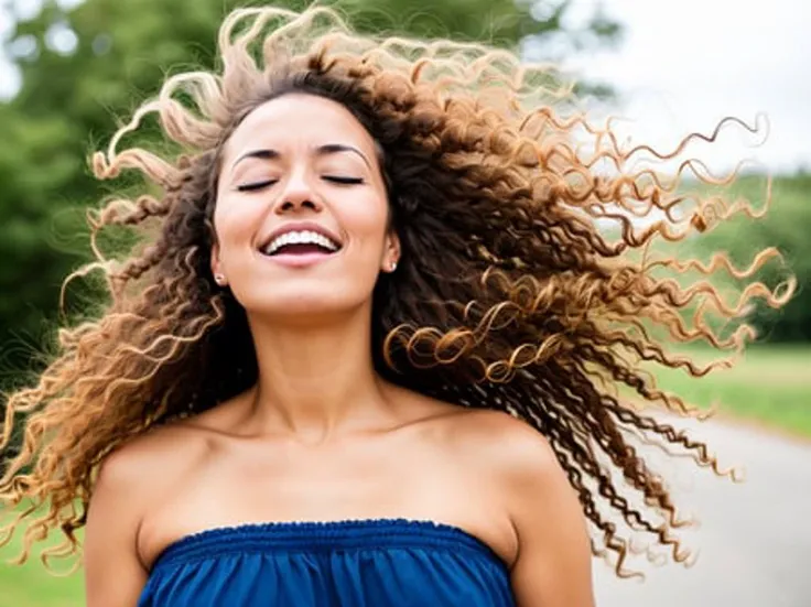 photo of a woman feeling breeze