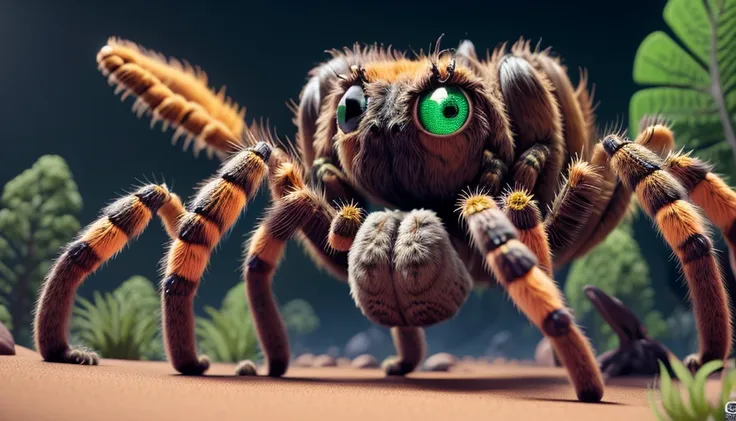 3d render creature animal very big eyes tarantula rabbit elemental flush of force nature micro world fluo fishscale, design by pixar and Antonio J. Manzanedo, unreal 5, daz, hyperrealistic, octane render, cosplay, rpg portrait, dynamic lighting, intricate detail, harvest fall vibrancy, cinematic