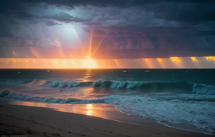 Florida Sarasota,  beach sunset, golden ratio, golden hour, magic hour, sun, full blood moon, thunder and lighting, amazing, insane perfection, raytraced, HDR, 4k, Wide angle, dramatic, vivid, dying of the light, god ray, reflections, amazing beauty  thunderstorms, by Gregory Crewdson, Edward Burtynsky, Michael Kenna, Joe Cornish, David Burdeny, Ray Collins, Michael Levin, David M. Stephens, David T. Hanson, David Salafia, and David H. Wells.