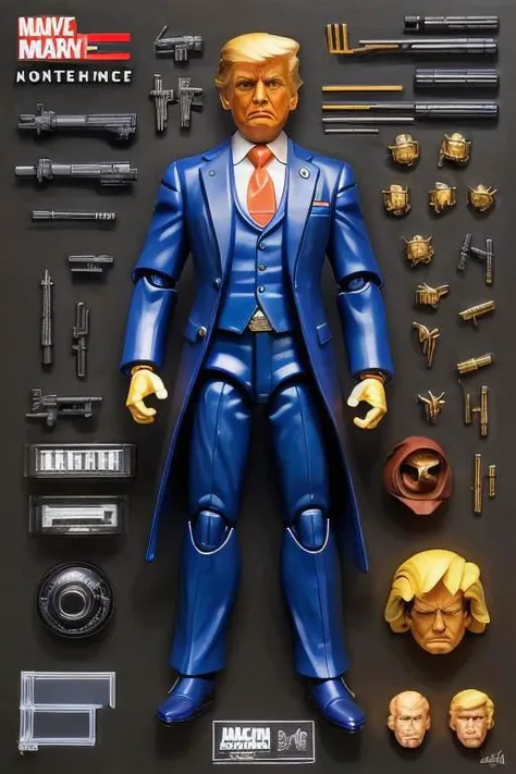 (Dutch angle:1.3), (ActionFigureQuiron style), solo, Donal Trump: Donald Trump's suit, MAGA hat, Make America Great Again, box art,
action figure box, weapon, no humans, (reference sheet:1.4), power armor, concept art,
<lora:quiron_ActionFigure_v2_lora:0.47>