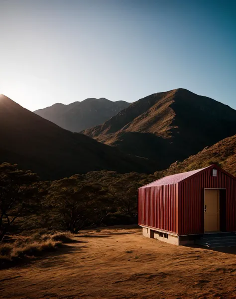 cinematic photo breathtaking corrugated temple, Landscape Shot (for big wide scenes in outdoor photos) . award-winning, professional, highly detailed . 35mm photograph, film, bokeh, professional, 4k, highly detailed