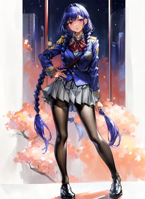 (masterpiece, best quality:1.4),
1girl, tall, uniform, twin braids, pantyhose,
<lora:add_detail:1> <lora:yomu-2:1>