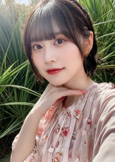 (kawaii:1),(looking at viewer:1),focused,(cowboy shot:1),masterpiece, best quality, highres,8k, intricate, elegant, highly detailed,dynamic lighting,(blurry background:1),(half updo:1),(blunt bangs:1),(sidelocks:1)
BREAK
extremely detailed eyes and face and skin,(symmetrical clear eyes:1.2), (slim face:1.2),Corset dress
BREAK
She exudes confidence and elegance. Her hair is gently tousled by the morning breeze, and she wears a chic floral adornment on her head, beautifully intertwined with her hair. Her outfit consists of a flowing pastel dress that complements the vibrant colors of the flowers.
The woman is posing with one hand on her hip and the other gently touching a blooming flower, as if in admiration of nature's beauty. Her eyes are directed towards the horizon, capturing the serene moment of dawn. The sky is painted with hues of orange and pink, and the golden sun is just beginning to rise, casting a warm glow over the entire scene.
The vast flower field stretches as far as the eye can see, an enchanting mosaic of different blossoms that mirrors her radiant charm. The atmosphere is tranquil and ethereal, creating a sense of harmony between the woman and her surroundings.
BREAK
<lora:JapaneseDollLikeness_v15:0.29> <lora:koreanDollLikeness:0.1> <lora:taiwanDollLikeness_v20:0.01> <lora:flat2:-1> <lora:detailed_eye:0.5> <lora:nakashimayuki_lora-06:0.9>