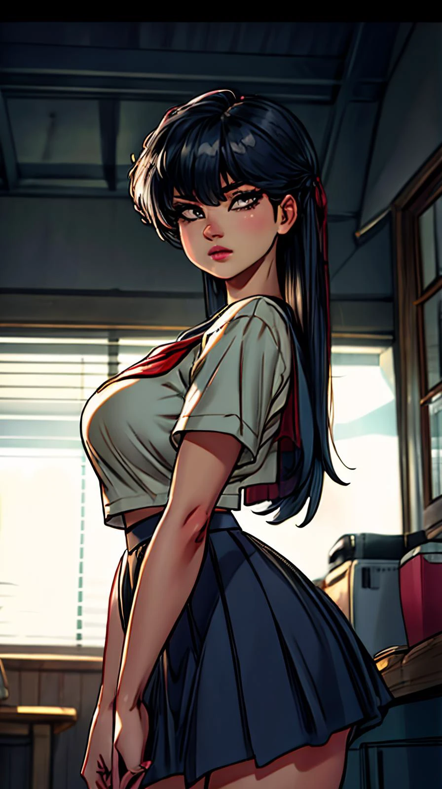 <lora:KodachiKunou:0.7>, KodachiKunou, solo, standing, large_breasts, StHeberekeUniform, masterpiece, best quality, detailed face, detailed eyes, highres,, kkw-ph1, <lora:epi_noiseoffset2:1> <lora:LORA-XenoDetailer-v2:1>