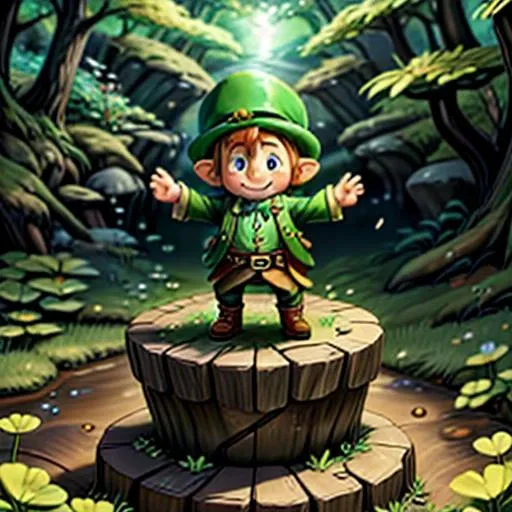 A Leprechaun is a small fairy or elf, hailing from the green shores of Ireland. These little creatures work hard and play even harder. They are delicate craftsmen, with nimble fingers ideal for shoe-making, and many of them have amassed a fortune from this art. When they leave their secret, underground cobbler benches for a jaunt through the human world, they leave a trail of mischief—and sometimes enchanted gold—behind them.