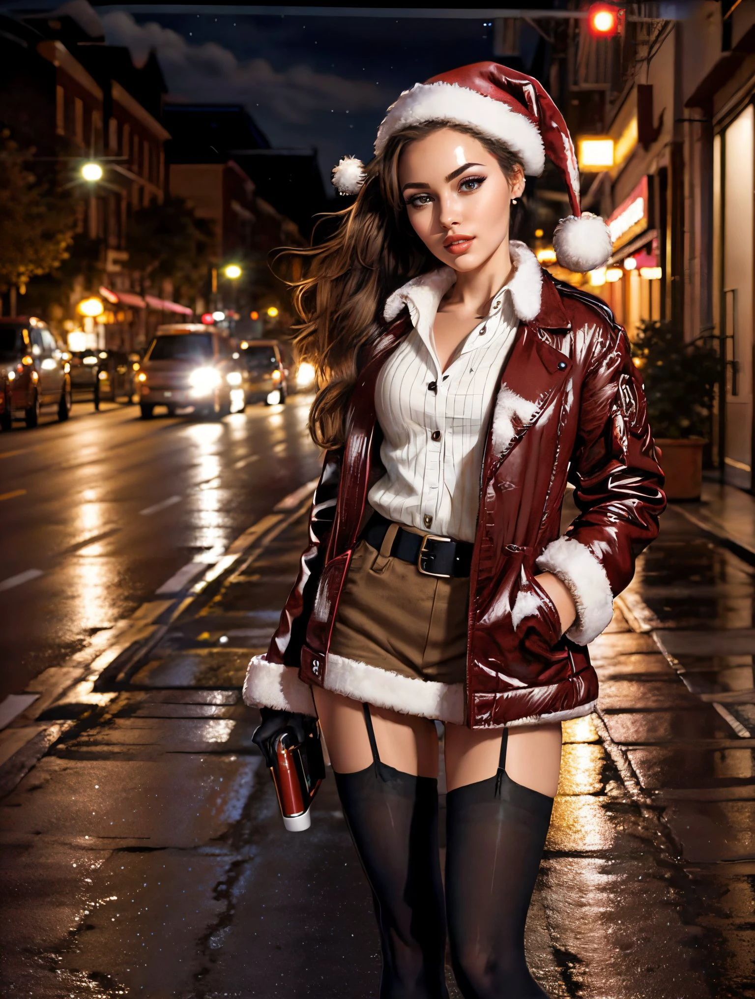 ((Masterpiece, realism, best quality)), ray tracing, vogue, smug, smirk, a sexy girl at school, , woman twin tails, red lips, slutty, jewelry, standing, full body, pantyhose, shoes, striped, belt, bracelet, fashion,
night, sexy atmosphere, christmas tree, by lee jeffries, nikon d850 film, stock photograph, kodak portra 400, camera f1.6, lens, rich colors, hyper realistic, lifelike, texture dramatic lighting, unrealengine, trending on artstation cinestill 800
HIGHLY detailed, best quality, silhouette, spotlight, dark theme, S127_MartaMayer <lora:Santa Lingerie By Stable Yogi:0.8> Santa hat, Santa lingerie red, bells, jacket, gloves <lora:DDlipbit_v2:0.8>