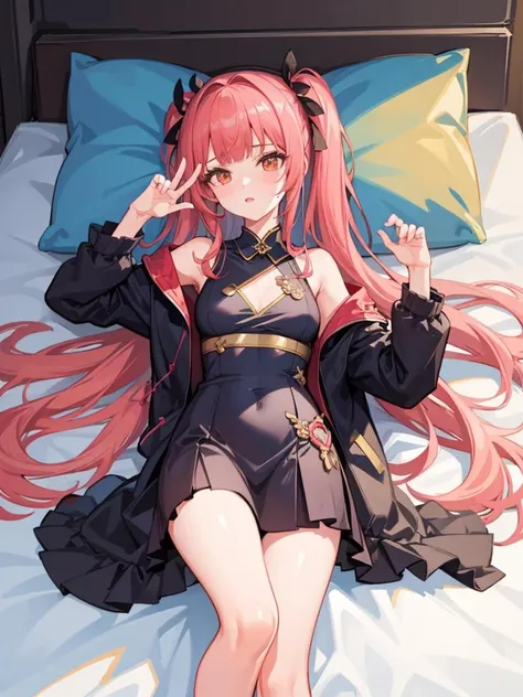 masterpeace, high detailed, perfect face,1girl,zhizi, lying on_back pillow presenting,<lora:zhizi:1>
