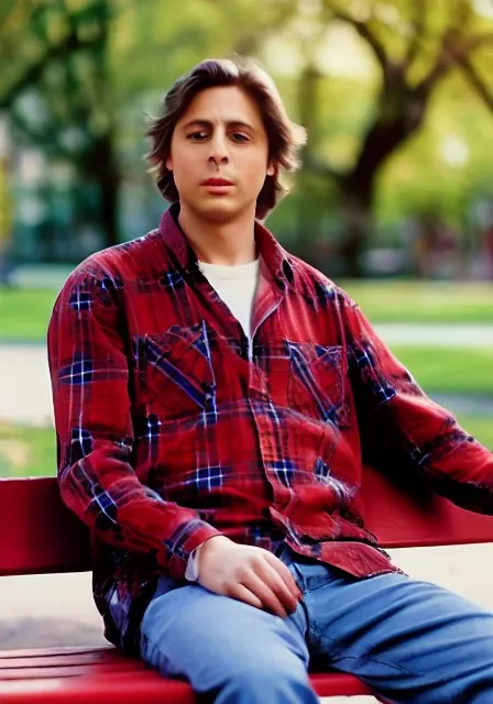 portrait bndr, man, park, spring, sitting on a bench