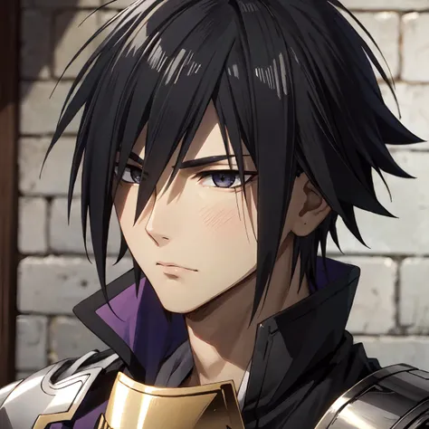 ryuuguuin seiya\(shinchou yuusha\), solo, 1boy, male focus, black hair, hair between eyes, short hair, bangs, close-up