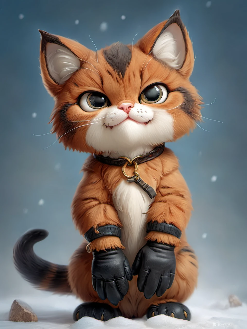 cutie-pie cat wearing mittens, contrapposto, strong polar filter, evening light, hyper realistic <lora:zhibi:0.75>, zhibi, zdyna_pose, foreshortening, from below, nicely detailed, portrait by john Wilhelm, <lora:!action-sdxl-V0.5:0.75> <lora:Gerald_Brom_XL_-_Dark_Fantasy_Art:1> art by Gerald Brom