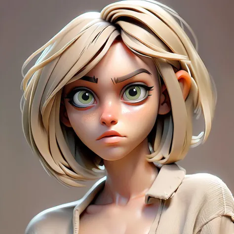 photo of a beautiful 20 year old italian girl, nude, ash blonde choppy bob, very detailed eyes, muscular