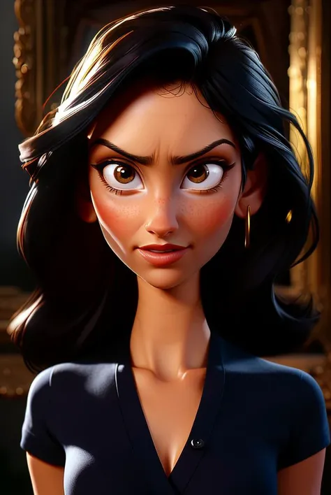 A stunning intricate full color portrait of a beautiful latina, wearing a dark blue shirt <lora:epiNoiseoffset_v2:1>, happy, epic character composition,by ilya kuvshinov, alessio albi, nina masic,sharp focus, natural lighting, subsurface scattering, f2, 35mm, film grain, half body shot <lora:yasmine-000004:0.8>