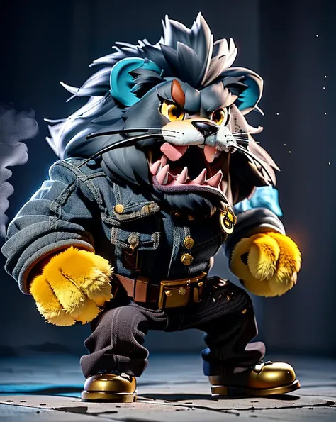 cute, (anthropomorphic:1.4), chibi (lion),  (look at viewer, solo focus:1.4), 
([light_slate_gray_color::0.4] fur:1.4),  
(attacking:1.4),
Goldcolor full dress,
casual pants, dress shoes,
alley background,
(high key-lighting:1.4), detail background, (smog:1.3),
(sharp focus, finely detailed,extremely detailed, realistic detail, high_resolution)