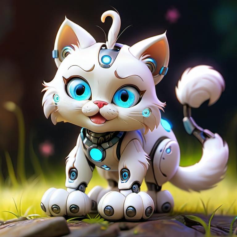 A close up of a cat with blue eyes and a collar - SeaArt AI