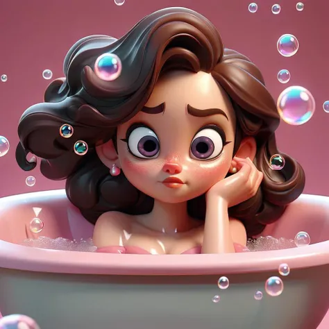 A girl lying in a bathtub,Bubbles,(flowing liquid:1.3),pink background,3D cinematic film.(caricature:0.2)
highly detailed,8K,HDR,UHD,masterpiece,best quality,highly detailed,wallpaper,reality ray tracing,