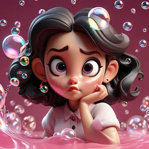 Bubbles,1girl,(flowing liquid:1.3),pink background,3D cinematic film.(caricature:0.2)
highly detailed,8K,HDR,UHD,masterpiece,best quality,highly detailed,wallpaper,reality ray tracing,