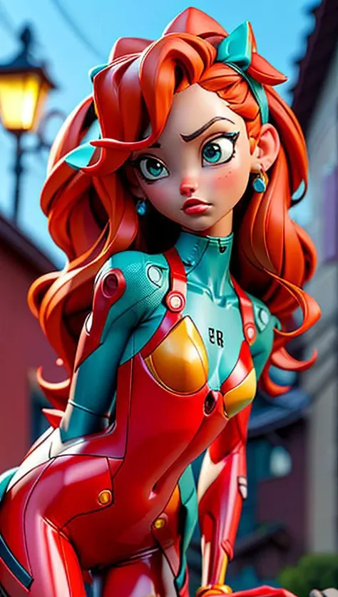 (best quality, masterpiece, colorful, dynamic angle, highest detailed)(Asuka Langley), upper body photo, fashion photography of cute red long hair girl (Asuka Langley), dressing high detailed Evangelion red suit (high resolution textures), in dynamic pose, bokeh, (intricate details, hyperdetailed:1.15), detailed, moonlight passing through hair, (digital art background), (official art, extreme detailed, highest detailed),