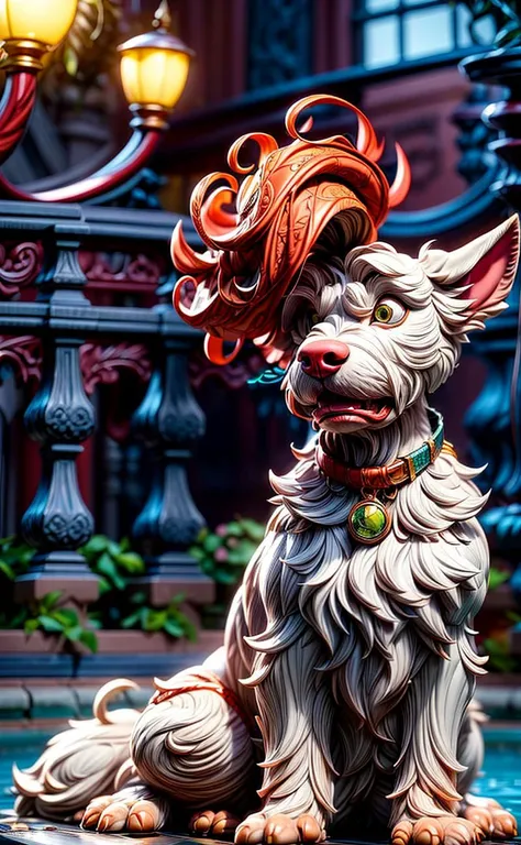 Portrait, west highland white terrier sitting by a pool, bright, reflections, intricate, sharp focus, lens flare, bloom, illustration, highly detailed, digital painting, concept art, matte, art by ruan jia and wlop and greg rutkowski, masterpiece, (Stately details:1.12), (Precise details, hyperdetailed:1.15), <lora:add_detail:1.2>,<lora:more_details:0.25>, (Asian-Less:0.5),(bad-hands-5:1)
