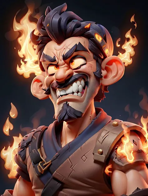 Greek Socrates as an infernal demon. Burning beard. Grinning to the camera. Teeth glowing. Vivid colorful
masterpiece, best quality, black background