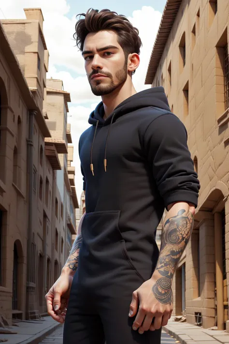 masterpiece, best quality, a skinny zenke2 wearing black hooded sweatshirt, black background <lora:reelmech1v2:1>