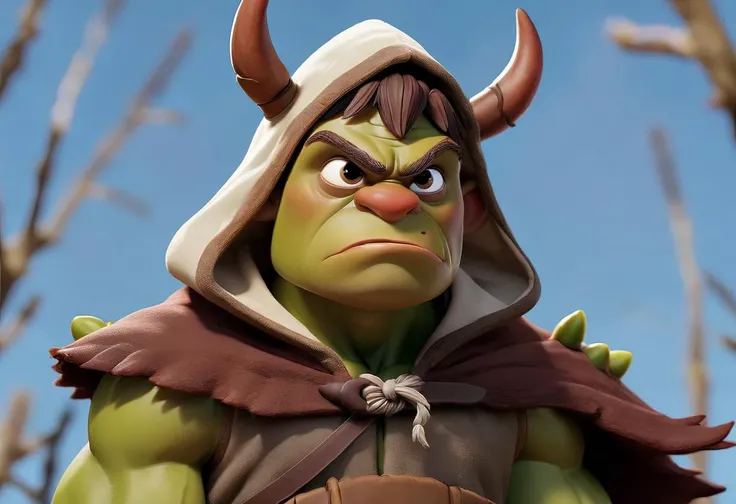 breathtaking paigeccino berserk shrek_(series) donkey_(shrek) guts_(berserk) shrek 2boys animal cloak cosplay donkey fairy_wings from_side guts_(berserk)_(cosplay) hood hooded_cloak male_focus multiple_boys ogre profile wings . award-winning, professional, highly detailed
