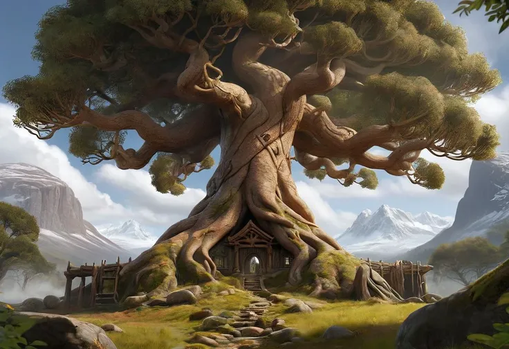 breathtaking yggdrasil pre_historical forest . award-winning, professional, highly detailed