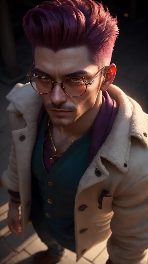 an awarded profesional photography of (1man:1.3) mermaid  with gold eyes  with  male pompadour hairstyle and chinstrap shaving in plum color, he wear pea coat and funny glasses   skeptical, praise the sun   in Nagasaki ,(epic scene:1.3),ultradetialed character with perfect face,detailed skin,(ultrasharp:1.3),(masterpiece:1.1),best quality,(photorealistic:1.2),ultrarealistic,realistic ultradetailed character,4k perfect quality, <lyco:GoodHands-beta2:1> by by Robert Mapplethorpe Incandescent Lighting camera angle from above and feet out of frame Magnificent,Imperceptible detail,Intricately designed,  (perfect quality face:1.5)  hyper-detailed complex,  insanely detailed, detailed clothes, detailed skin, detailed body,