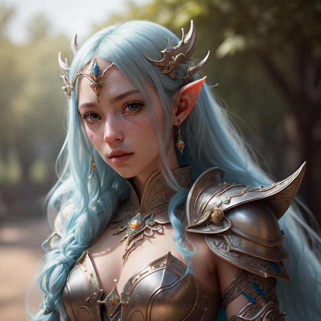 Dungeons and Dragons Style, Elven Miku in fancy armor, DLSR photo, intricate, elegant, highly detailed digital photo, smooth, sharp focus, 4k , realistic natural color grading + realistic natural lights + realistic natural colors + photo taken by (ARRI:1.26) + photorealism, extremely photorealistic + accurate proportions + incredibly details, sharpen, details + extremely meticulously designed environment + bright glorious summer sunshine + 50mm, + octane rendering + Lightroom Portrait + intricate complexity