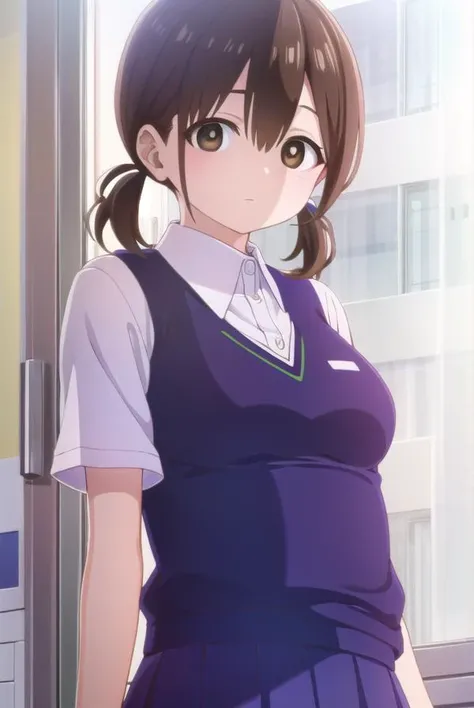 honokahara, <lora:honoka hara s1-lora-nochekaiser:1>,
honoka hara, short hair, brown hair, hair between eyes, twintails, (brown eyes:1.5), low twintails, short twintails,
BREAK skirt, shirt, school uniform, white shirt, short sleeves, pleated skirt, collared shirt, blue skirt, sweater vest, plump,
BREAK indoors, classroom,
BREAK looking at viewer, (cowboy shot:1.5),
BREAK <lyco:GoodHands-beta2:1>, (masterpiece:1.2), best quality, high resolution, unity 8k wallpaper, (illustration:0.8), (beautiful detailed eyes:1.6), extremely detailed face, perfect lighting, extremely detailed CG, (perfect hands, perfect anatomy),