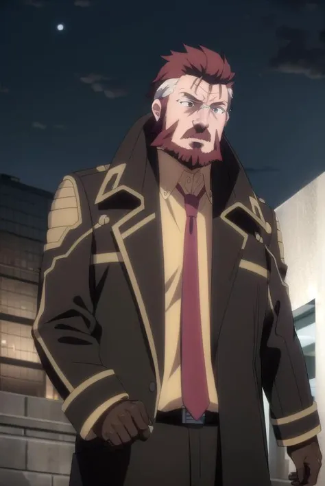 blitztalker, <lora:blitz talker s1-lora-nochekaiser:1>,
blitz talker, brown hair, male focus, red hair, multicolored hair, facial hair, scar, (black eyes:1.5), beard,
BREAK shirt, gloves, necktie, black gloves, coat, yellow shirt,
BREAK outdoor, city, night, sky, buildings, moon, clouds,
BREAK looking at viewer, (cowboy shot:1.5),
BREAK <lyco:GoodHands-beta2:1>, (masterpiece:1.2), best quality, high resolution, unity 8k wallpaper, (illustration:0.8), (beautiful detailed eyes:1.6), extremely detailed face, perfect lighting, extremely detailed CG, (perfect hands, perfect anatomy),